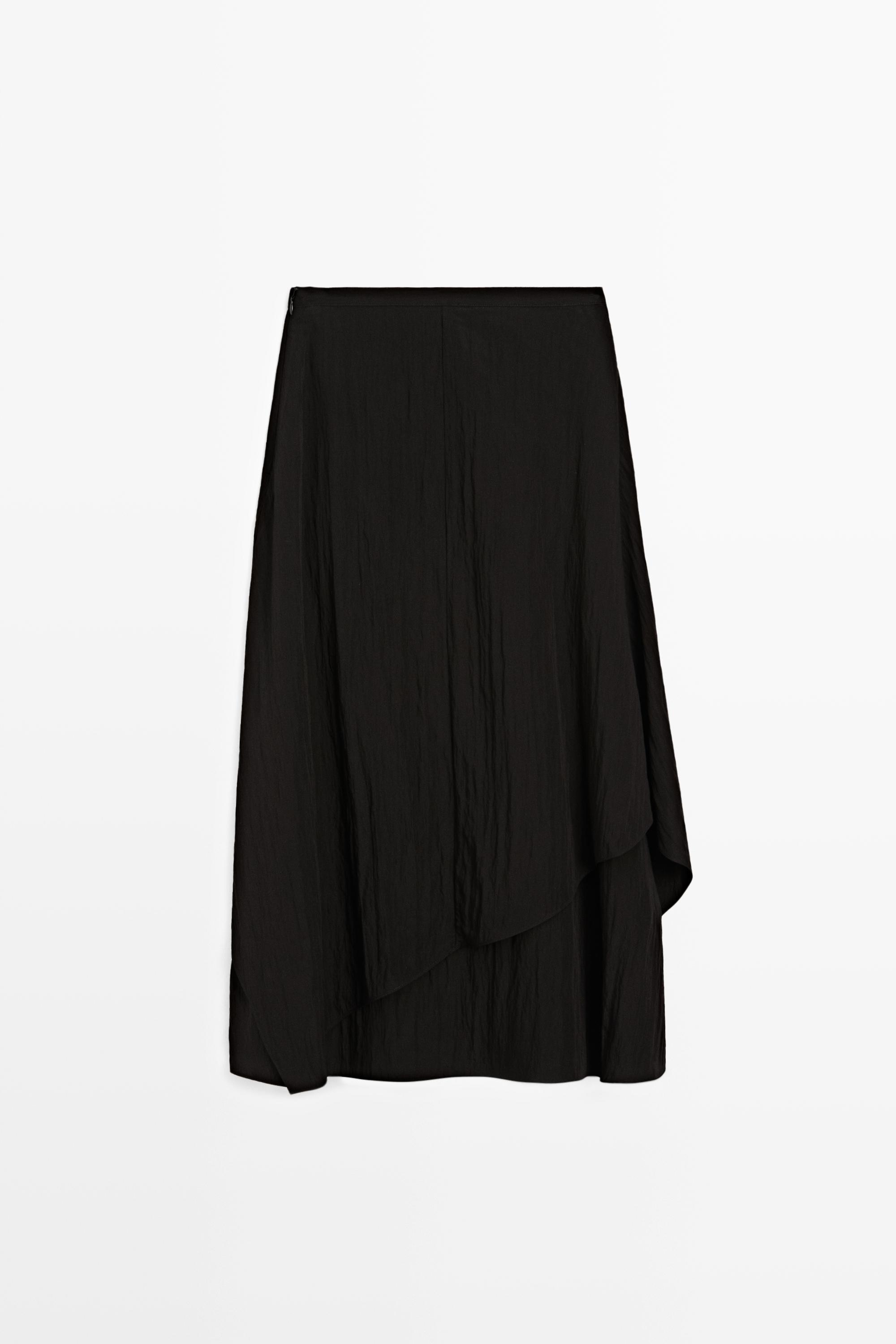 Jupe midi fluide à panneaux asymétriques